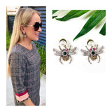 Pearl & Multi Crystal Gemstone Bee Earrings