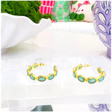 18K Gold Plated Brass Gemstone Earrings