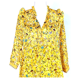 Marigold & METALLIC GOLD Floral Maxi Dress with Ruffle Neck