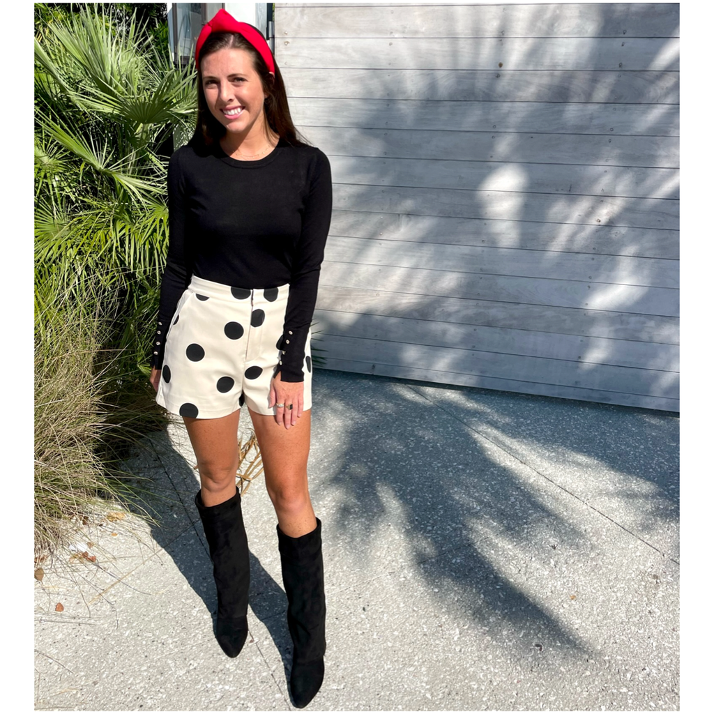Polka dot shorts and blazer best sale