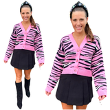 Pink White & Black Tiger Stripe Milly Cardigan Top