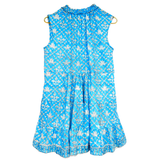 Pacific Blue Block Print Cap Sleeve Dress