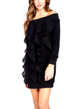 Black Frill Sweater Dress