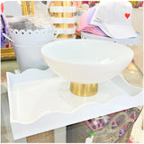 16” Cloud White Custom High Gloss Lacquered Scalloped Tray