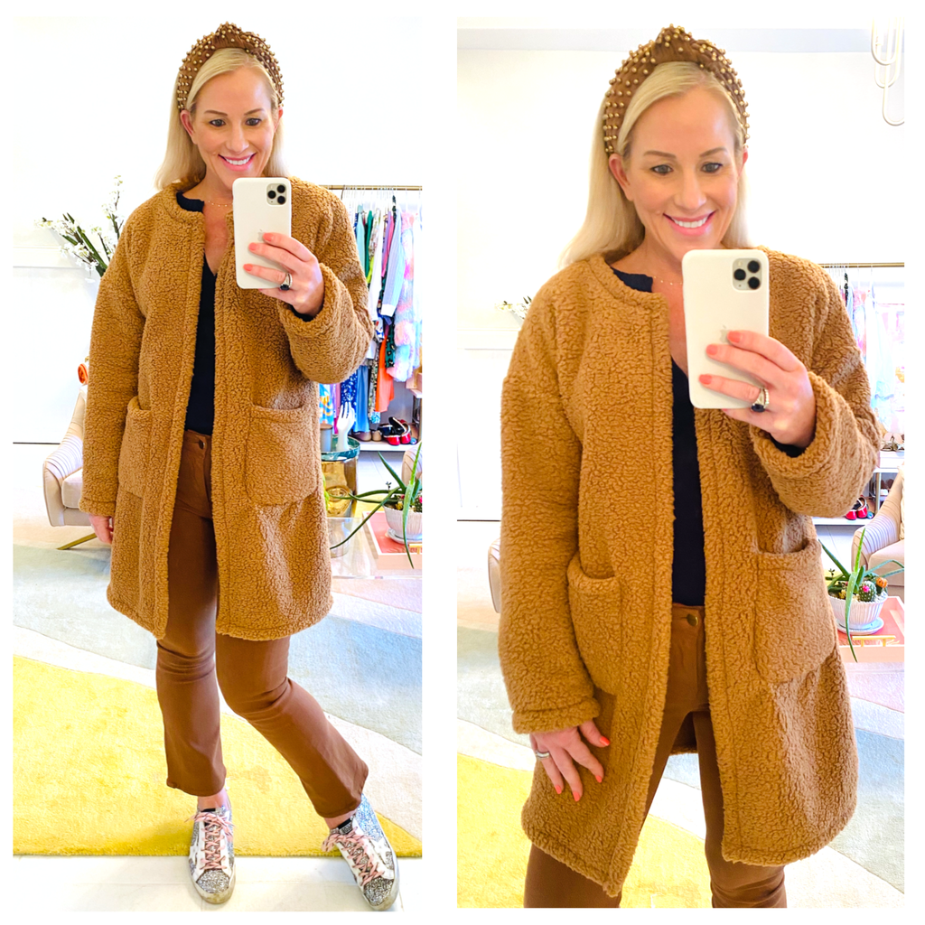 Pocket front teddy coat discount