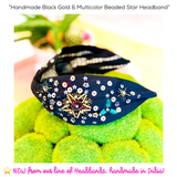 Handmade Black Gold & Multicolor Beaded Star Headband