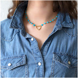 Handmade Turquoise & Gold Plated Vermeil Heart Necklace