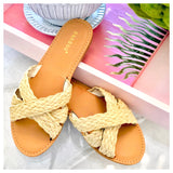 Woven Raffia Crisscross Sandals