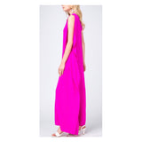 Hot Pink Grecian Draped One Shoulder Maxi Dress