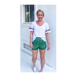 Kelly Green Crochet Lace Contrast Scalloped Hem Shorts