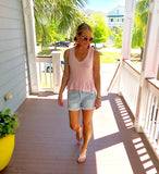 Baby Pink Sleeveless Linen Peplum Tee