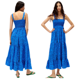 Blue & Navy Micro Floral Smocked Aveline Dress