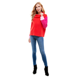 Pink Red Colorblock Sweater