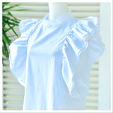 Black OR White Wraparound Double Layer Ruffle Tops