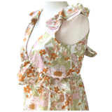 Sage & Blush Vintage Floral Ruffled Francesca Maxi Dress with Open Bow Back