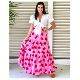 Pink & Red Floral Maru Maxi Skirt
