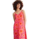 Fuchsia & Orange Pleat Front Bitsy Dress