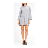 Grey Three Quarter Sleeve SOFT Brushed Knit Shift Dress with Front Pockets