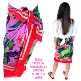 Sigal Tropical Hawaiian Lily Sarong Scarf or Wrap