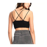 Scalloped Lace Layering X-Back Bralettes with Smocked Back