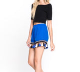 Royal Blue Shorts with Black & White Tassels (Matching Top Sold Separately)