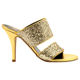Gold Glitter Lexi Heels with Comfort Fit Band, Handmade in Italy
