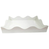 22” HUGE White Lacquer Wavy / Scallop Tray