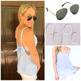 Baby Blue Swing Cami with Inverted Bow Tie Open Back