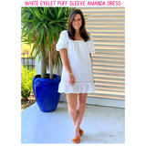 White Eyelet Puff Sleeve Amanda Dress