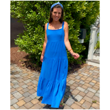 Blue OR Red Cotton Gauze Blakely Maxi Dress