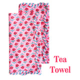 Sabrina Block Print Tablecloth, Table Runner, Placemats, Napkins & Tea Towels