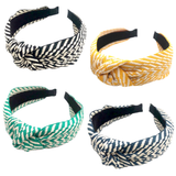 Navy, Black, Green or Mustard Geometric Woven Top Knot Headband