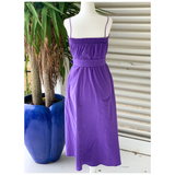 Lavender Woven A-Line Midi Dress with Belt Sash