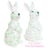 12.5” & 6.5” Porcelain Bunnies & Stool