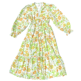 Green Retro Floral Ruffle Trim Sydney Dress