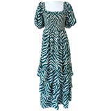 Emerald Puff Sleeve Smocked Eye of the Tiger Dress