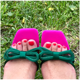 Pink & Kelly Green Gemma Bow Heels