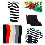 Black White & Green Color Block V Neck & Back Knit Tunic Sweater