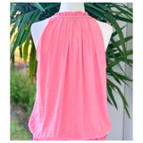 Pink Smocked Waist Dress with Pleated Hem