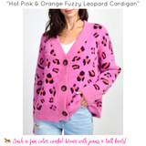 Hot Pink & Neon Orange Fuzzy Leopard Cardigan
