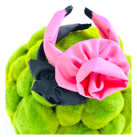 Pink or Black Flower Inspired Top Knot Headband