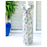 Designer Inspired Floral Cutout Maxi Dress with Structured Ruffle Sleeves & Open Back