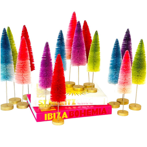 Hand Dyed Bottle Brush Christmas Trees in 5 Colors & 3 Sizes
