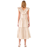 Ruffled Buffalo Check Cotton Piper Dress with Pockets