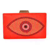 Red or Black & Gold Evil Eye Embellished Evil Eye Bag with Detachable Gold Chain