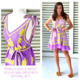 Pranella Lilac & Bright Yellow Amal Dress with Optional Belt