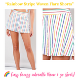Rainbow Stripe Woven Flare Shorts