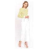 High Waisted Cropped Flare Pants with Sailor Shank Button Front AND Back