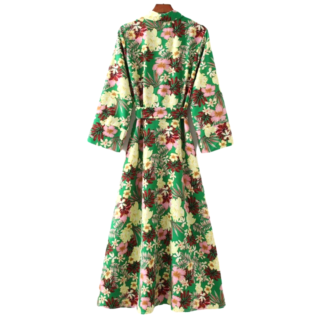 Green & Pink Floral Leslie Dress - James Ascher