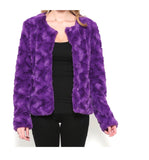 Imperial Purple Lightweight Faux Fur Jacket with a Funky COOL Wave Weave Design